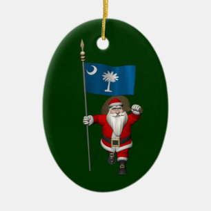 Sinterklaas met aftekening van South Carolina Keramisch Ornament