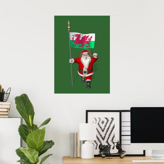 Sinterklaas met aftekening van Wales Poster (Thuiskantoor)