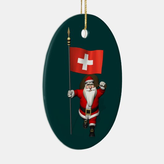 Sinterklaas met aftekening van Zwitserland Keramisch Ornament (Rechts)