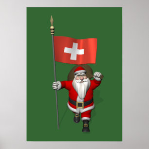 Sinterklaas met aftekening van Zwitserland Poster