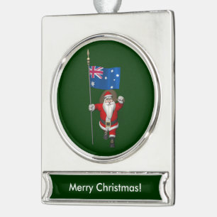 Sinterklaas met Australische aftekening Verzilverd Banner Ornament