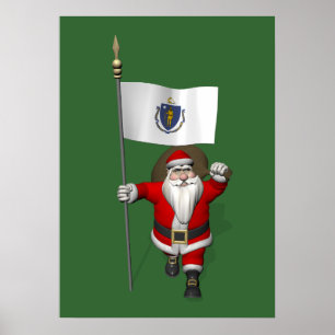 Sinterklaas met bord van massachusetts poster