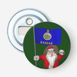Sinterklaas met bordje Kansas Button Flesopener