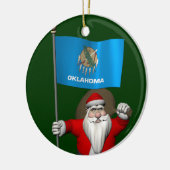 Sinterklaas met bordje Oklahoma Keramisch Ornament (Links)