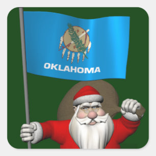 Sinterklaas met bordje Oklahoma Vierkante Sticker