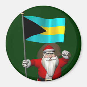 Sinterklaas met bordje van de Bahama's Magneet