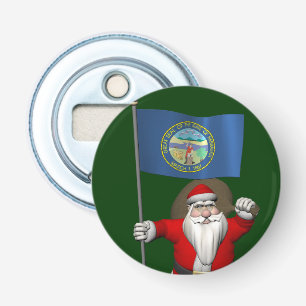 Sinterklaas met bordje van Nebraska Button Flesopener