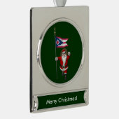 Sinterklaas met bordje van Ohio Verzilverd Banner Ornament (Rechts)