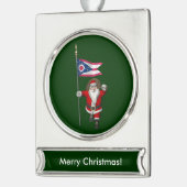 Sinterklaas met bordje van Ohio Verzilverd Banner Ornament (Links)