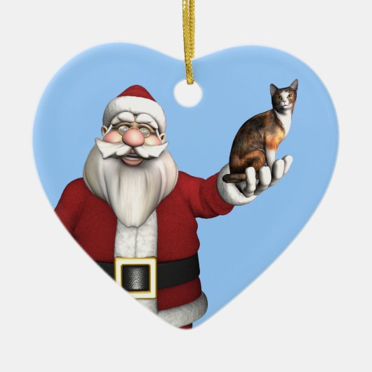 Sinterklaas met Calico Cat Keramisch Ornament (Voorkant)