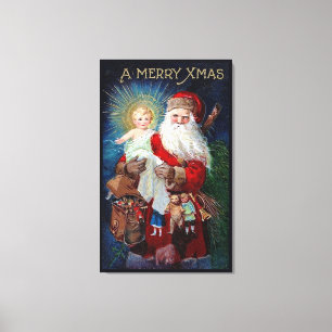 Sinterklaas met Christus Kind Canvas Afdruk