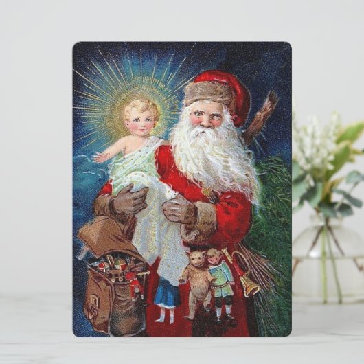 Sinterklaas met Christus Kind Feestdagenkaart (Staand voorkant)