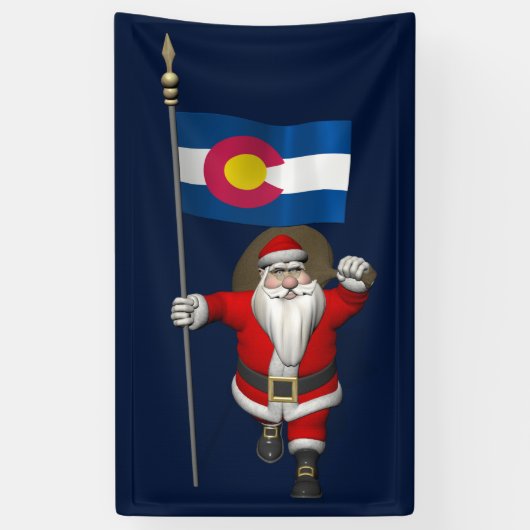 Sinterklaas met de vlag van Colorado Spandoek (Verticaal)