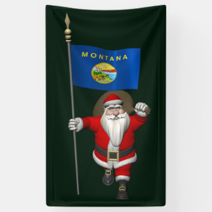Sinterklaas met de vlag van Montana Spandoek