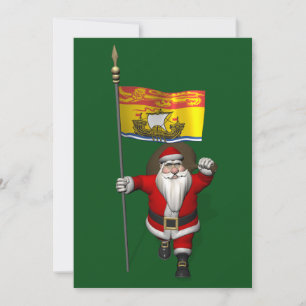 Sinterklaas met de vlag van New Brunswick CDN Feestdagenkaart