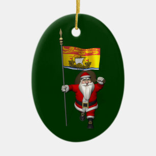 Sinterklaas met de vlag van New Brunswick CDN Keramisch Ornament