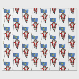 Sinterklaas met de vlag van Oregon Cadeaupapier