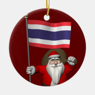 Sinterklaas met de vlag van Thailand Keramisch Ornament