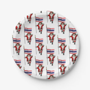 Sinterklaas met de vlag van Thailand Papieren Bordje