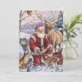 Sinterklaas met dieren feestdagenkaart (Staand voorkant)