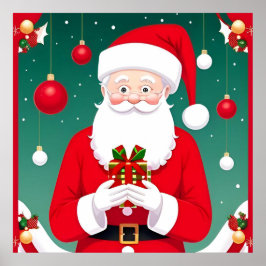 Sinterklaas met een geschenk poster