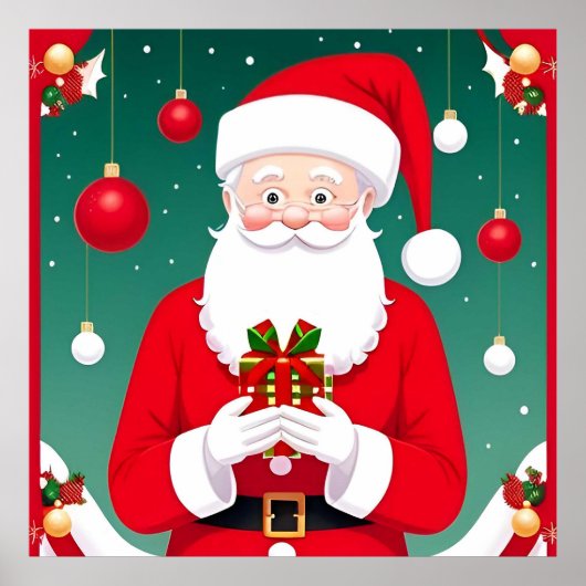 Sinterklaas met een geschenk poster (Voorkant)