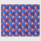 Sinterklaas met enorme cadeautas met snowflake ker cadeaupapier (Vlak)