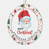 Sinterklaas met feestelijk patroon Vrolijk kerstfe Keramisch Ornament (Links)