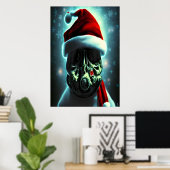 Sinterklaas met gasmasker | AI Art Poster (Thuiskantoor)