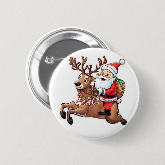 Sinterklaas met geschenken van vrede ronde button 5,7 cm (Voorkant /achterkant)