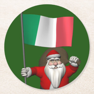 Sinterklaas met Italiaanse nationaliteit Ronde Kartonnen Onderzetter