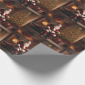 Sinterklaas met kerstboom & open haard cadeaupapier (Hoek)