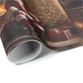 Sinterklaas met kerstboom & open haard cadeaupapier (Rol Hoek)