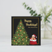 Sinterklaas met kerstcadeaubon feestdag feestdagenkaart (Staand voorkant)