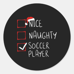 Sinterklaas met kerstlijst Nice Naughty Soccer Pla Ronde Sticker