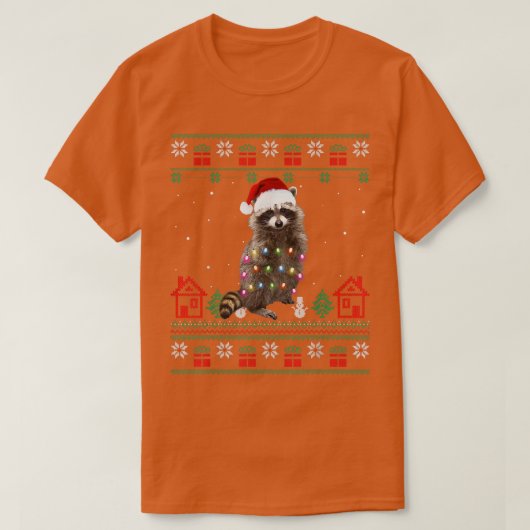 Sinterklaas met kerstrackoon Santa Hat Lights Swea T-shirt (Design voorkant)