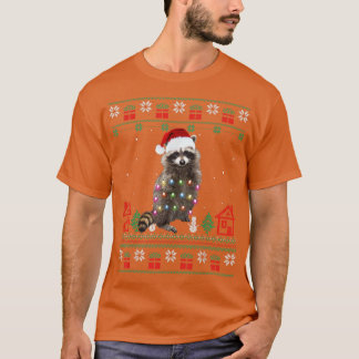 Sinterklaas met kerstrackoon Santa Hat Lights Swea T-shirt