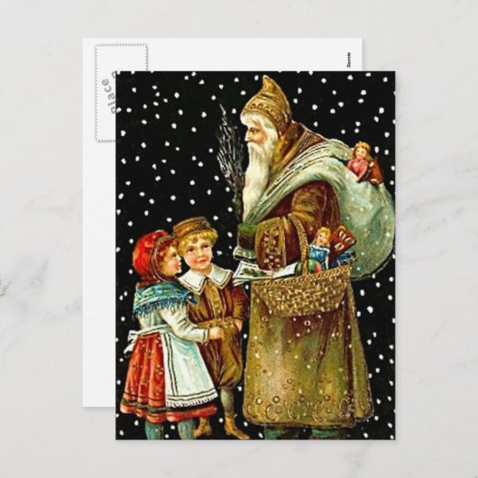 Sinterklaas met kinderen feestdagenkaart (Voorkant / Achterkant)