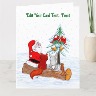 Sinterklaas met konijnenfox en eekhoorn bedankkaart