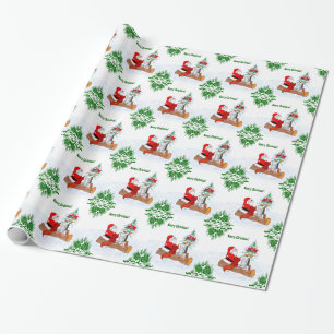 Sinterklaas met konijnenfox en eekhoorn cadeaupapier