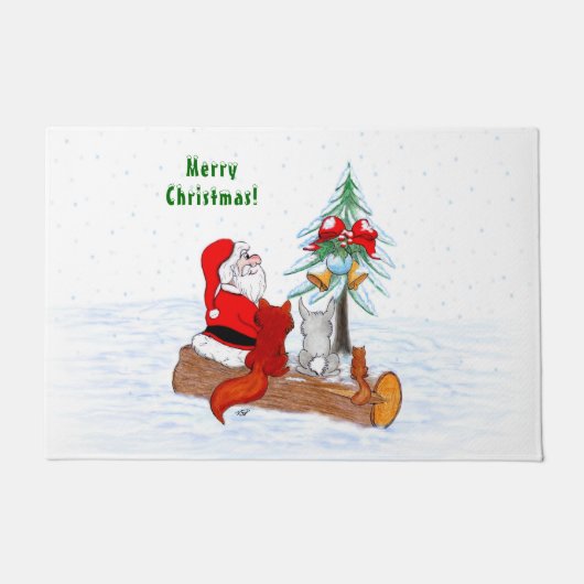 Sinterklaas met konijnenfox en eekhoorn deurmat (Voorkant)