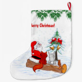 Sinterklaas met konijnenfox en eekhoorn grote kerstsok (Achterkant)