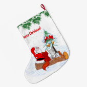 Sinterklaas met konijnenfox en eekhoorn grote kerstsok (Achterkant (Hangend))