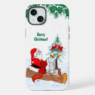 Sinterklaas met konijnenfox en eekhoorn iPhone 15 plus case