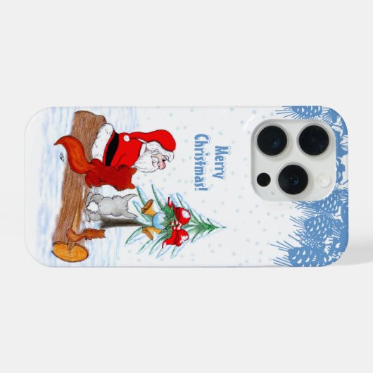 Sinterklaas met konijnenfox en eekhoorn iPhone hoesje (Achterkant horizontaal)