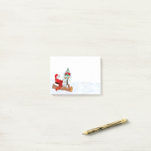 Sinterklaas met konijnenfox en eekhoorn post-it® notes (Op bureau)