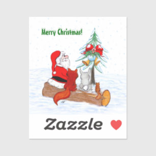 Sinterklaas met konijnenfox en eekhoorn sticker