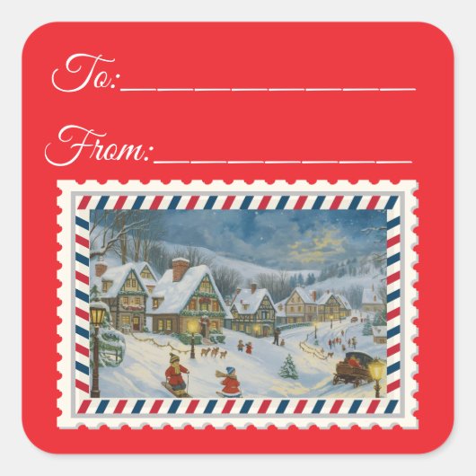  Sinterklaas met Magie & Fairies Square St Vierkante Sticker (Voorkant)