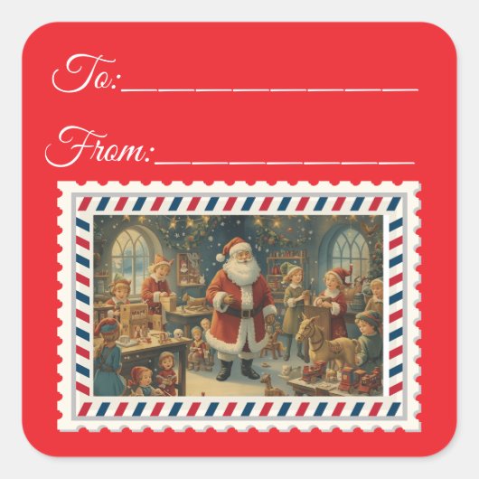  Sinterklaas met Magie & Fairies Square St Vierkante Sticker (Voorkant)