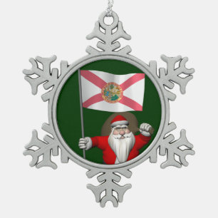 Sinterklaas met ontslag uit Florida Tin Sneeuwvlok Ornament